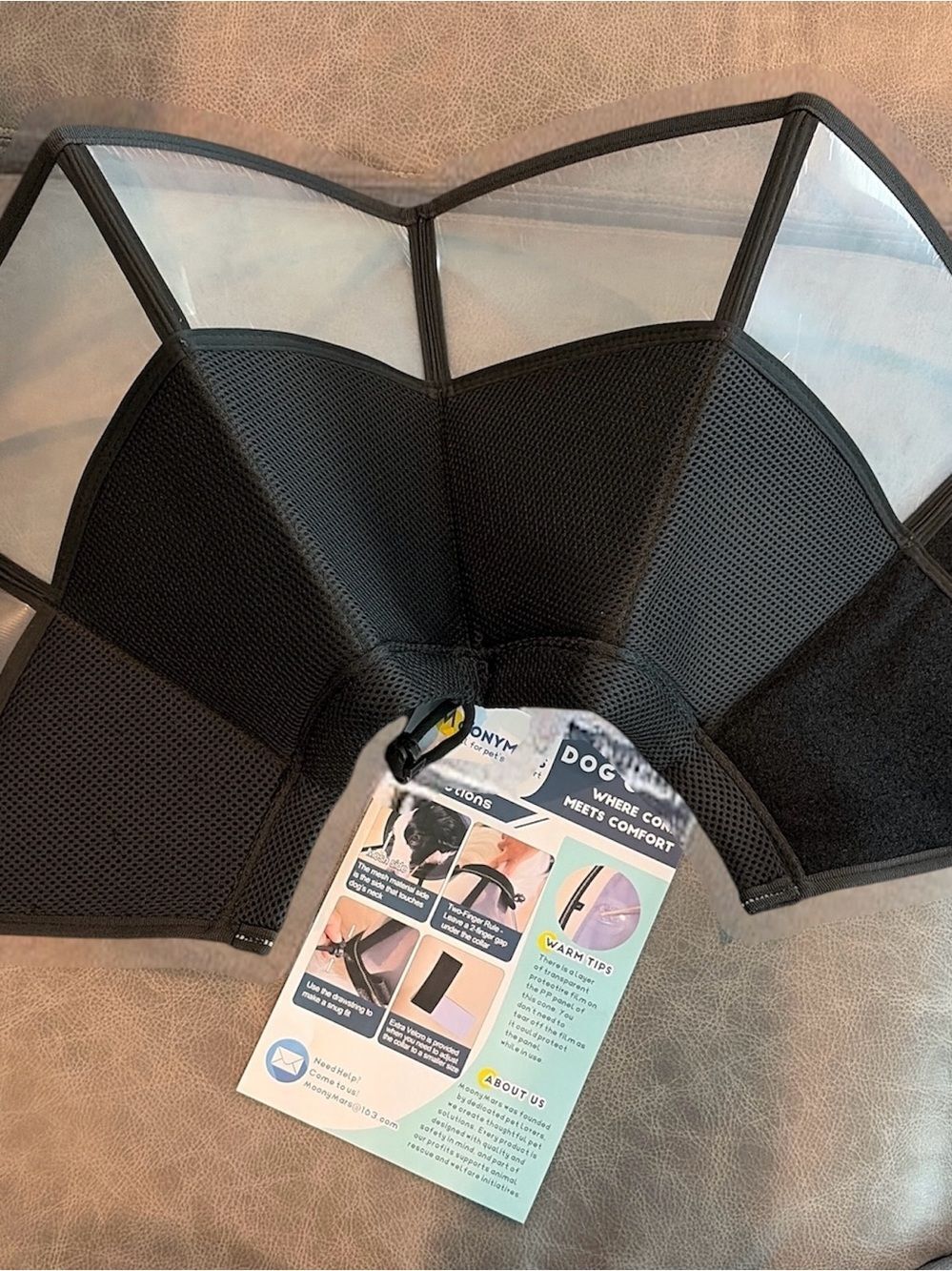 Black Pet Adjustable Recovery Cone - Comfortable Soft Collar for Dogs